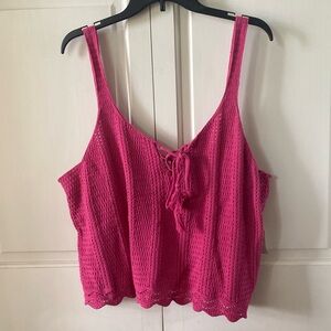 NWT Old Navy Pink Crochet Sweater Tie Summer Tank Top